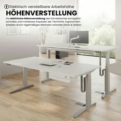 bümö elektrisch höhenverstellbarer Schreibtisch 180x80 cm mit Memory-Steuerung - Design Schreibtisch höhenverstellbar elektrisch, elektrischer