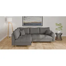 Home Affaire Ecksofa HOME AFFAIRE "CHARRE L-Form mit Ottomane, Maße B/T/H: 231/161/81 cm", grau (dunkelgrau), B:231cm H:81cm T:161cm, 100% Polyester, Sofas, Ecksofa, feine Steppung, lose Rücken- und Zierkissen, auch in Cord und Bouclé
