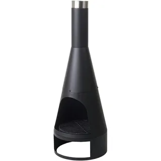 Mendler Gartenofen HWC-K90, Gartenkamin Terrassenkamin Terrassenofen, Schürhaken Feuerstelle 120x43cm schwarz