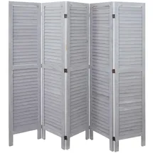 Mendler Paravent HWC-G30, Trennwand Sichtschutz Raumteiler, Shabby-Look 170x200cm ~ grau