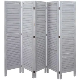 Mendler Paravent HWC-G30, Trennwand Sichtschutz Raumteiler, Shabby-Look 170x200cm ~ grau