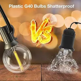 GLUROO 30M LED Lichterkette G40 Außen Wasserdicht IP45 Girlanden Kunststoffbirnen Kugel Lichterketten mit 1W 50+2 Glühbirnen für Hinterhof,