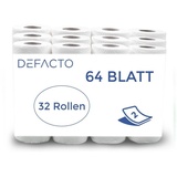 Defactoshop Papierküchenrolle 32 oder 64 Rollen Küchenrollen Küchenkrepp 2 lagig weiß 64 Blat (32-St)