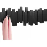 Schwarze Wandgarderobe mit 5 Klapphaken