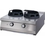 MAXIMA Schweres Wok-Kochfeld - Kochringe 2 x Ø28,5cm - Doppeleinheit - Tiefe 70cm - Gas