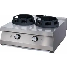 MAXIMA Schweres Wok-Kochfeld - Kochringe 2 x Ø28,5cm - Doppeleinheit - Tiefe 70cm - Gas