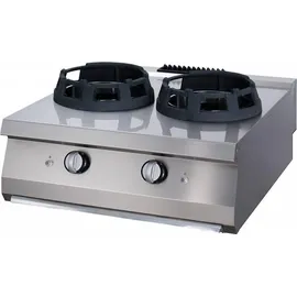 MAXIMA Schweres Wok-Kochfeld - Kochringe 2 x Ø28,5cm - Doppeleinheit - Tiefe 70cm - Gas