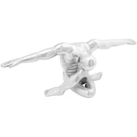 VidaXL Skulptur Silbern 63x20x22 cm Aluminium Dankender Mann