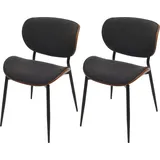 Mendler Esszimmerstuhl MCW-O45 Bugholz Stoff (370g/m2) MVG- Walnuss-Optik, dunkelgrau - Grau