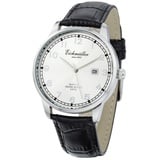 EICHMÜLLER Herrenuhr 7046-02 Silberfarben Lederband Schwarz 40 mm