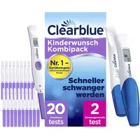 Clearblue Kinderwunsch Kit, 20 Ovulationstests + 1 Digitale Testhalterung + 2 Schwangerschaftstests Frühtest mit Wochenbestimmung, Frühschwangerschaftstest, Pregnancy Test, Fruchtbarkeitstest Frauen