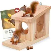 wildtier liebe Eichhörnchen Futterhaus - Spielhaus wetterfest I aus verschraubtem Massiv-Holz Futterstelle I Futterstation Eichhörnchen Kobel, Eichhörnchenhaus