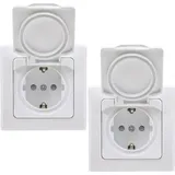 ChiliTec DELPHI Steckdose IP44 mit Klapp-Deckel inkl. - Akzeptabel - Schwarz