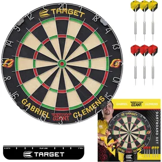 Target Darts Target Gabriel Clemens Dartboard Set | Spieler-Edition Dartboard-Set mit 2 Sets Steel-Dart-Dartspitzen, Wurf-Linie nach Wettkampfstandard | Professionelle Darts & Dartboards