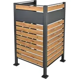 ML-Design Mülltonnenzaun für 1 Mülltonne Anthrazit-Holzoptik Stahl 91x91x150 cm