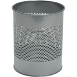 Durable Papierkorb 15 l H315xØ260 mm mit Lochraster Metall rund 15l H315xØ260mm Stahlbl.pulverbe.silber-metallic