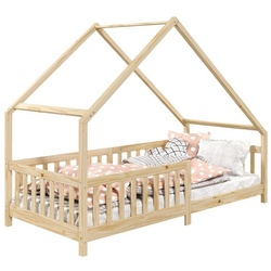 IDIMEX Kinderbett CORA, Hausbett Tipibett Kinderbett Montessori Bett Kiefer 90 x 200 mit Rausf beige