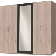 WIMEX Kleiderschrank WIMEX "Angie", grau (hickory oak, graphit), B:270cm H:210cm T:58cm, Schränke, Kleiderschrank Drehtürenschrank, mit Spiegeltüren