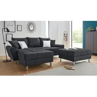 Ecksofa COLLECTION AB "Rada L-Form" Sofas Gr. B/H/T: 235cm x 86cm x 188cm, Kunstleder SOFTLUX, Ottomane beidseitig montierbar, schwarz inklusive Hocker, Bettfunktion und Federkern