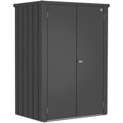 Mehrzweckschrank BIOHORT "Terrassenschrank Romeo Größe L", grau (dunkelgrau, metallic), B:132cm H:181cm T:87cm, Stahl, Schränke, regenwasserdicht, durchlüftet, mit Regalausstattung