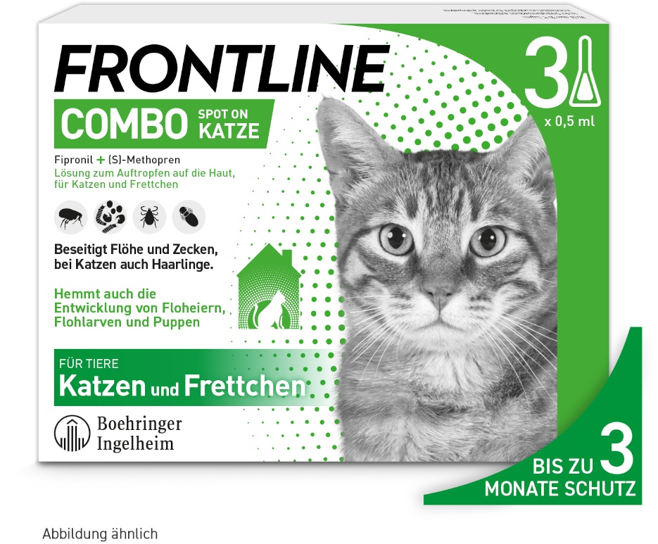 FRONTLINE COMBO gegen Zecken, Flöhe (Flöhe, Eier, Larven, Puppen) für Katzen