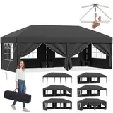 JUMMICO Pop up Pavillon 3x6 wasserdicht stabil Winterfest, One-Touch-Aufbau, Faltpavillon mit Seitenwänden, UV 50+, Shelter ideal für Garten, Innenhof, Camping und Partyzelte. Dunkelgrau