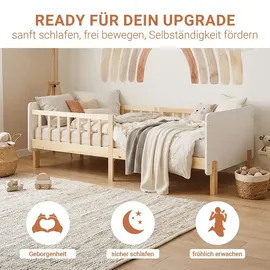 Homestyle4u Kinderbett 2604 90 x 200 cm Kiefer massiv weiß