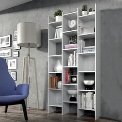 Dmora Buchhandlung Rockford, Bücherregal mit 18 Regalen, Regal mit quadratischen Fächern, Modernes Büroregal, 96x29h192 cm, Weiß
