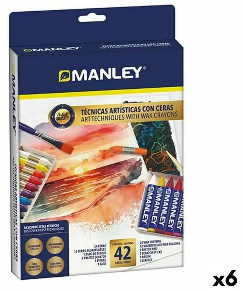 Malerei-Set Manley Bunt Wachstifte bunt (6 Stück)