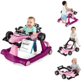 COSTWAY 4 in 1 Lauflernhilfe, Lauflernwagen klappbar mit verstellbarer Höhe & Geschwindigkeit, Baby Walker Autoförmig mit Musikbox, Licht & Rädern, Gehfrei Baby ab 6 Monaten, 12kg Belastbar (Violett)