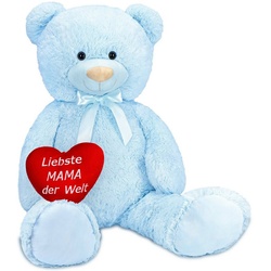 BRUBAKER Kuscheltier »XXL Teddybär 100 cm mit Liebste Mama der Welt Herz« (1-St), großer Teddy Bär, Stofftier Plüschtier blau