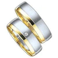 Trauring FIRETTI "Schmuck Geschenk Gold 375 Hochzeit Ehering "LIEBE"" Fingerringe Gr. 17, 0,01 ct SI = kleine Einschlüsse mit Brillant, Gelbgold 375-Weißgold 375, 6mm, goldfarben (gelbgoldfarben-weißgoldfarben) Made in Germany, wahlweise mit oder ohne Brillant