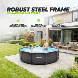VirtuFit Rundpool Ø244 x 76 cm grau inkl. Filterpumpe
