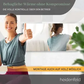 Heidenfeld Infrarot-Spiegelheizung HF-HS100, rechteckig, inkl. Thermostat, 10 Jahre Garantie, IP44 (600 Watt)