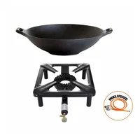 All'Grill Hockerkocher-Set mit Gusseisen-Wok Ø 37 cm