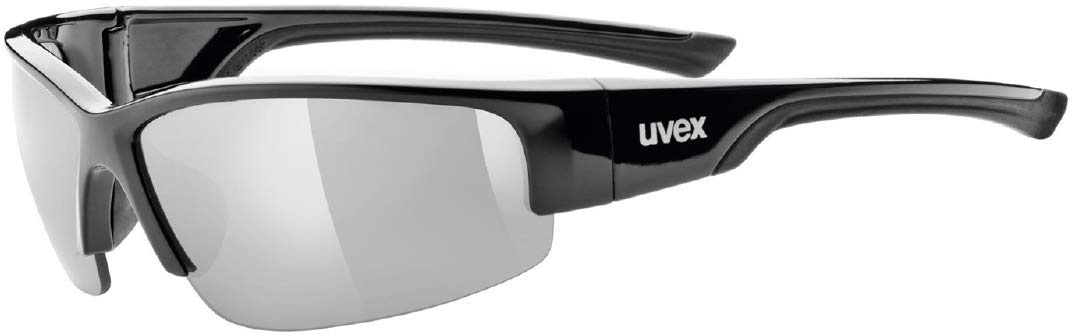 uvex sportstyle 215 - Sportbrille für Damen und Herren - verspiegelt - druckfreier & perfekter Halt - black/silver - one size