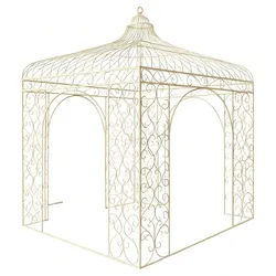 BISCOTTINI INTERNATIONAL ART TRADING BISCOTTINI Gartenpavillon für den Außenbereich – quadratischer Pavillon 4x4m – Eisenpavillon – Garten Pergola – bemalter Pavillon – Gartenpergola