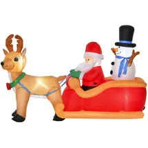Homcom Aufblasbarer Weihnachtsmann auf Schlitten mit Schneemann