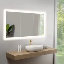 rivea Dia Spiegelschrank B: 160 cm mit 3 Türen, mit umlaufender Beleuchtung, für die Schweiz, BR0549MI+BN0480MI,