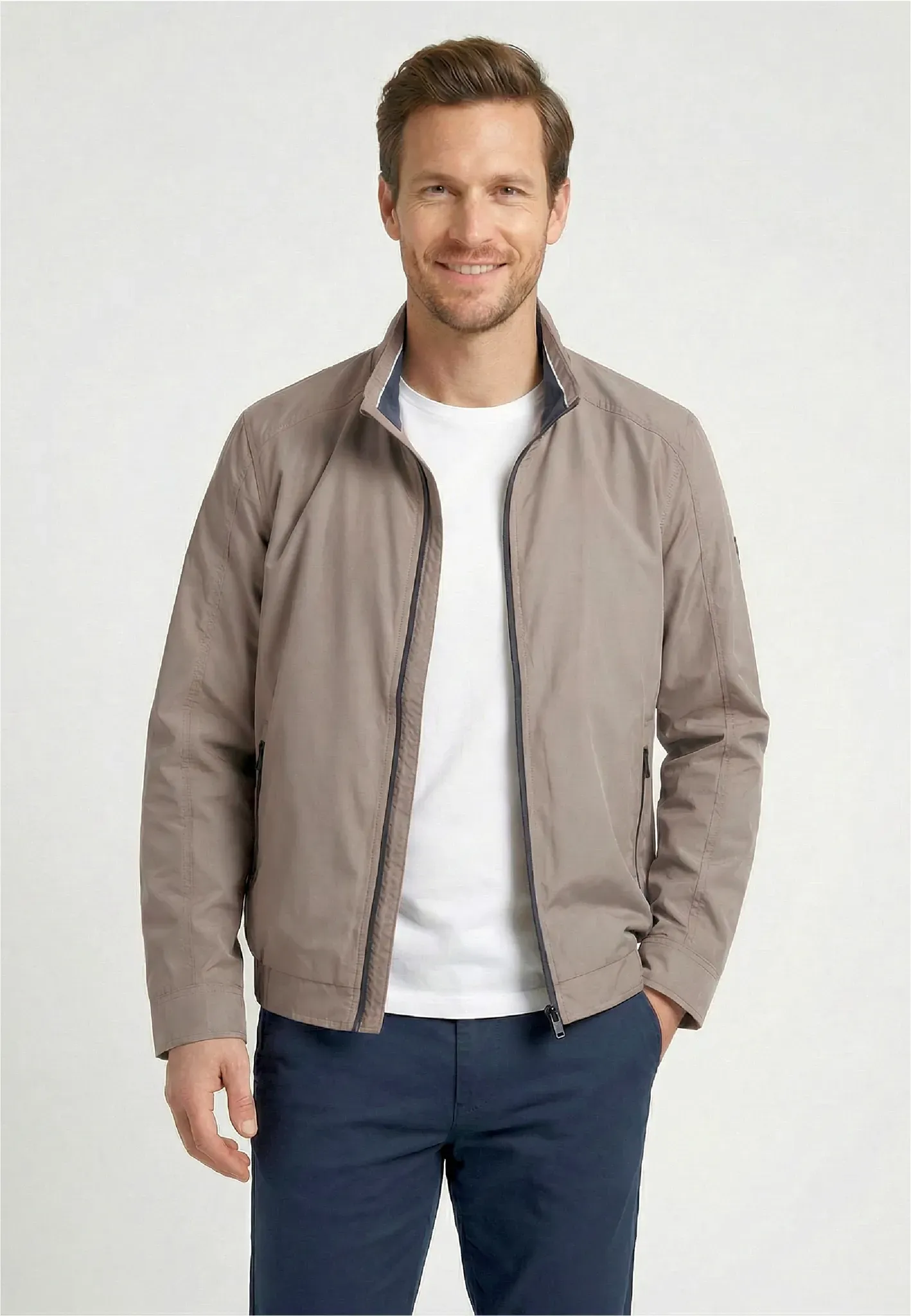 Outdoorjacke NEW CANADIAN, Herren, Gr. 27, beige, 100% Polyester, unifarben, normal, hoch geschlossener Ausschnitt, Jacken Outdoorjacke, mit PFC-freier Wasserabweisung