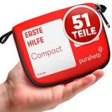 purahelp Mini Erste Hilfe Set - Kompakt & Leicht - 51 Teile für Reisen, Outdoor, Camping, Fahrrad - Reiseapotheke Erste Hilfe Set Outdoor