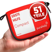 purahelp Mini Erste Hilfe Set - Kompakt & Leicht - 51 Teile für Reisen, Outdoor, Camping, Fahrrad - Reiseapotheke Erste Hilfe Set Outdoor