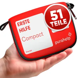 purahelp Mini Erste Hilfe Set - Kompakt & Leicht - 51 Teile für Reisen, Outdoor, Camping, Fahrrad - Reiseapotheke Erste Hilfe Set Outdoor
