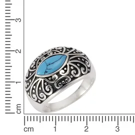 ZEEme Gemstones Ring Silber 925 oxidiert mit Türkis 5x10mm