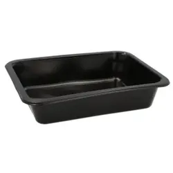 Menüschalen Mehrweg, Kunststoff, schwarz, Wiederverwendbare Menübox aus Polypropylen, bruch- und schnittfest, 1 Packung = 20 Stück, ungeteilt