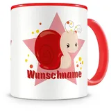 Samunshi® Kindertasse mit Namen Tasse Süße Schnecke Personalisierte Tasse mit Namen Kinder Kinderbecher mit Namen Kindergarten rot 300ml