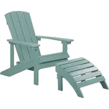 Beliani Gartenstuhl mit Hocker Armlehnen Adirondack