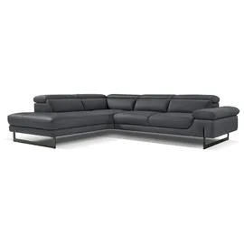 Egoitaliano "Queenie, extravagantes Sofa mit erstklassigem Sitzkomfort, L-Form", mit verstellbarer Armlehne und Kopfteilen für Wohlfühlkomfort grau