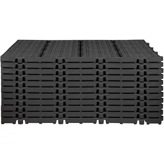 FIXKRAFT 11x Bodenfliese 1 m2, Terrassenfliese Werkstattboden schwarz