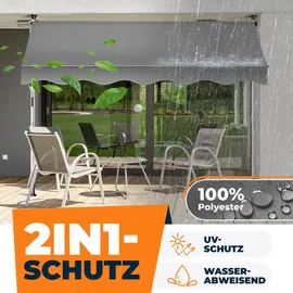 Kesser Klemmmarkise mit Handkurbel 400 cm grau